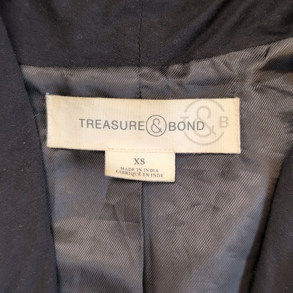 Treasure & Bond XS black real leather moto jacket with fabric front - Picture 2 of 7